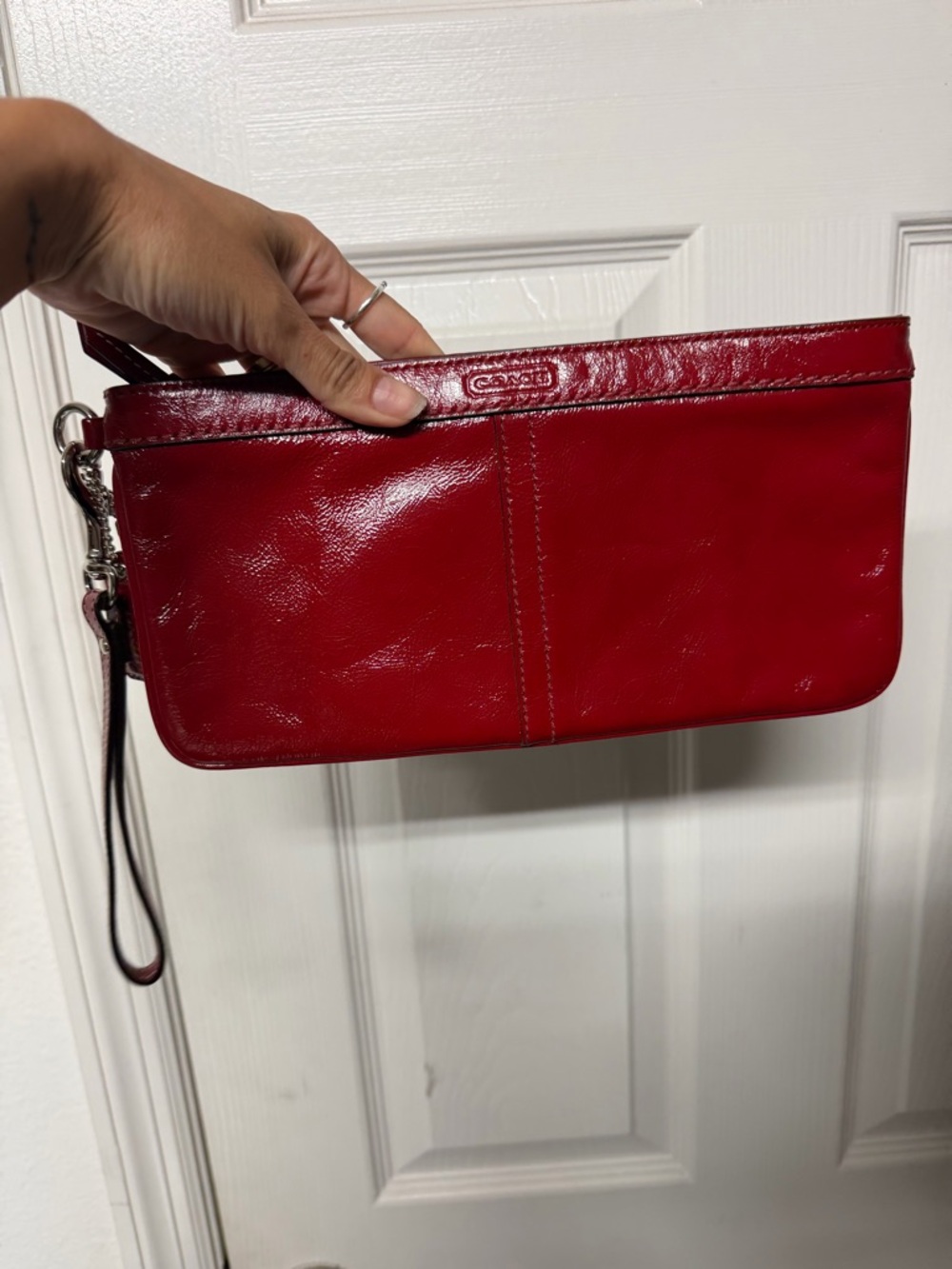 Coach Red Patent Leather Wristlet Clutch Y2K Mini Bag